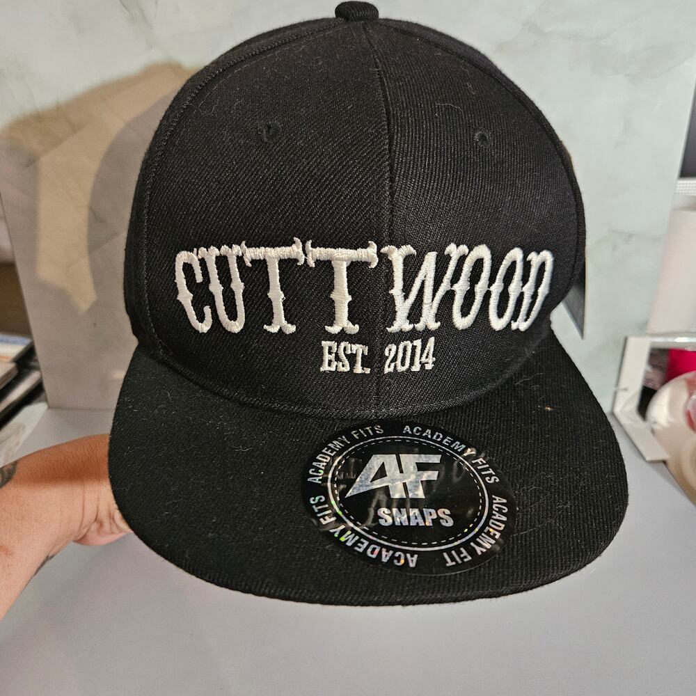 Black Cuttwood Est. 2014 Branded Snapback Cap Featuring
